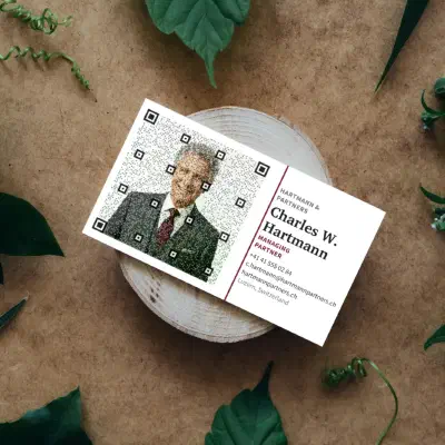 Picture QR code showcase: business card with qr code and photo picture