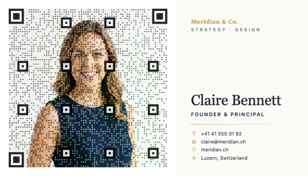 Visitekaartje-sjabloon met portret-QR-code — HTML-versie